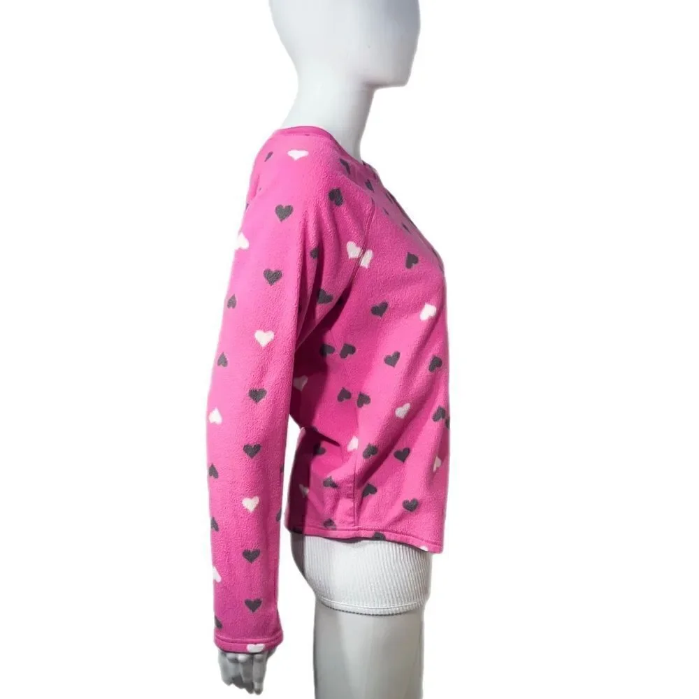 Abstract Heart Fleece Pajama Shirt
